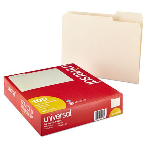 Top Tab Manila File Folders, 1/3-Cut Tabs: Assorted, Letter Size, 0.75" Expansion, Manila, 100/Box. Picture 2