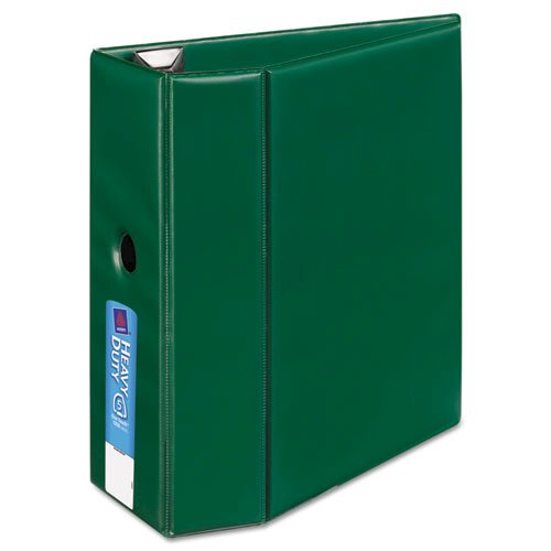 Heavy-Duty Non-View Binder with DuraHinge, Locking One Touch EZD Rings and Thumb Notch, 3 Rings, 5" Capacity, 11 x 8.5, Green. Picture 5