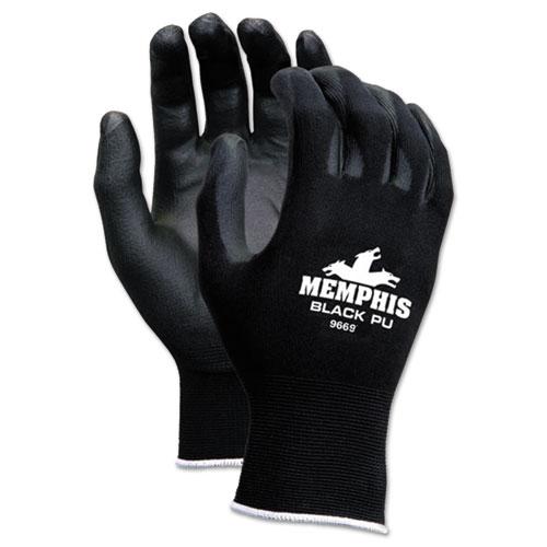 Economy PU Coated Work Gloves, Black, Medium, Dozen. Picture 1