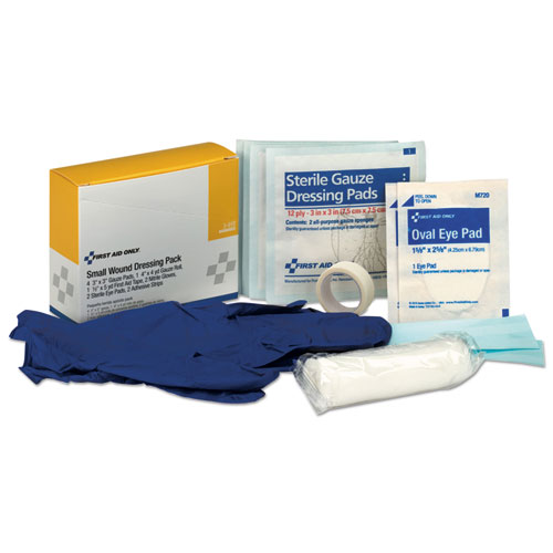 Small Wound Dressing Kit, Includes Gauze, Tape, Gloves, Eye Pads, Bandages. Picture 1