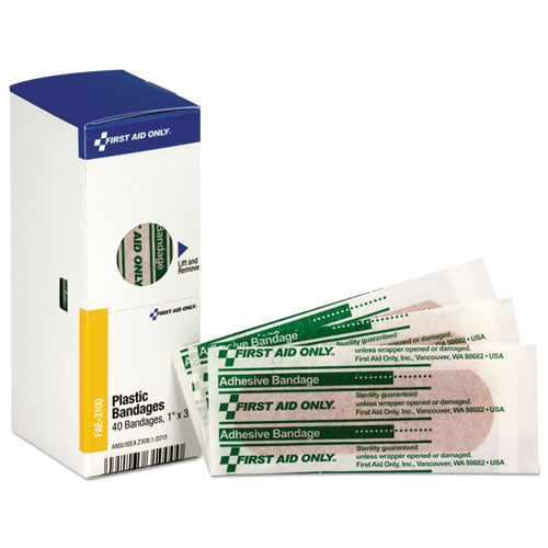 Refill for SmartCompliance General Business Cabinet, Plastic Bandages, 1 x 3, 40/Box. Picture 1