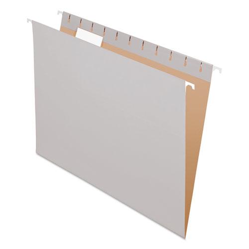 Colored Hanging Folders, Letter Size, 1/5-Cut Tabs, Gray, 25/Box. Picture 1