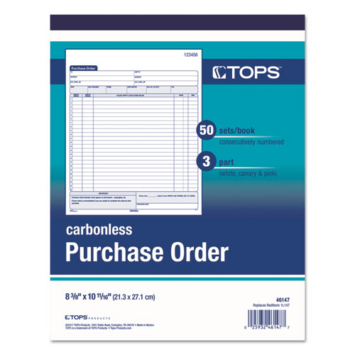 Purchase Order Book, 22 Lines, Three-Part Carbonless, 8.38 x 10.19, 50 Forms Total. Picture 2