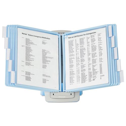 SHERPA Style Desk-Mount Reference System, 10 Panel, 20 Sheet Capacity, Blue/Gray. Picture 1