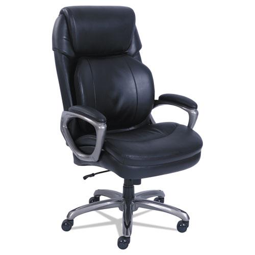 Cosset Big and Tall Executive Chair, Supports Up to 400 lb, 19" to 22" Seat Height, Black Seat/Back, Slate Base. Picture 1