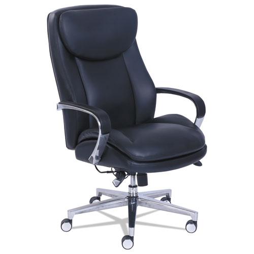 Commercial 2000 High-Back Executive Chair, Dynamic Lumbar Support, Supports 300lb, 20" to 23" Seat Height, Black, Silver Base. The main picture.