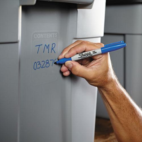 Twin-Tip Permanent Marker, Extra-Fine/Fine Bullet Tips, Blue, Dozen. Picture 4