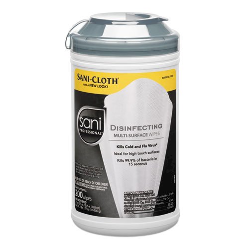Disinfecting Multi-Surface Wipes, 7.5 x 5.38, White, 200/Canister, 6 Canisters/Carton. Picture 1