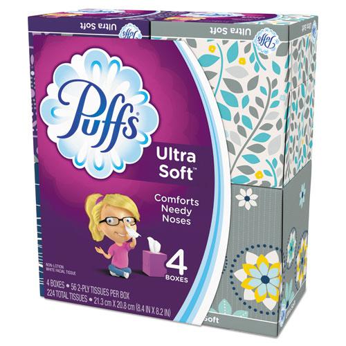 Ultra Soft Facial Tissue, 2-Ply, White, 56 Sheets/Box, 4 Boxes/Pack, 6 Packs/Carton. Picture 1