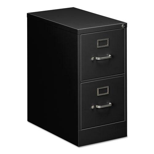Two-Drawer Economy Vertical File, 2 Letter-Size File Drawers, Black, 15" x 25" x 28.38". Picture 1