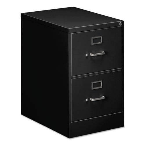 Two-Drawer Economy Vertical File, 2 Legal-Size File Drawers, Black, 18" x 25" x 28.38". Picture 1