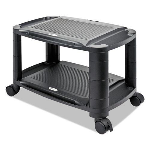 3-in-1 Cart/Stand, Plastic, 3 Shelves, 1 Drawer, 100 lb Capacity, 21.63" x 13.75" x 24.75", Black/Gray. Picture 1