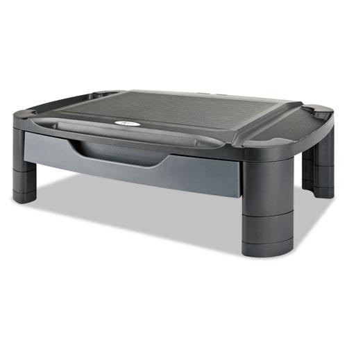 3-in-1 Cart/Stand, Plastic, 3 Shelves, 1 Drawer, 100 lb Capacity, 21.63" x 13.75" x 24.75", Black/Gray. Picture 6