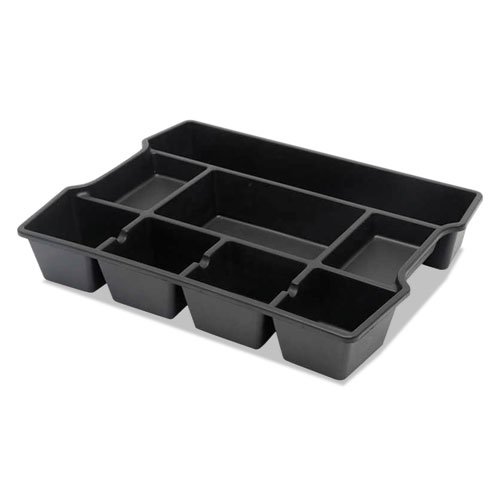 High Capacity Drawer Organizer, Eight Compartments, 14.88 x 11.88 x 2.5, Plastic, Black. Picture 2