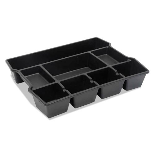 High Capacity Drawer Organizer, Eight Compartments, 14.88 x 11.88 x 2.5, Plastic, Black. Picture 1