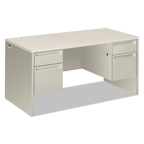 38000 Series Double Pedestal Desk, 60" x 30" x 30", Light Gray/Silver. Picture 1