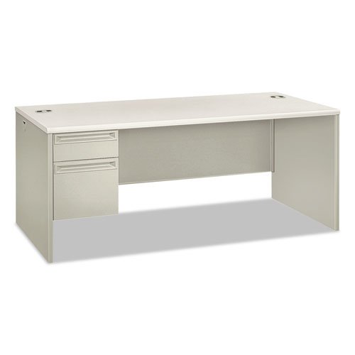 38000 Series Left Pedestal Desk, 72" x 36" x 30", Light Gray/Silver. Picture 1