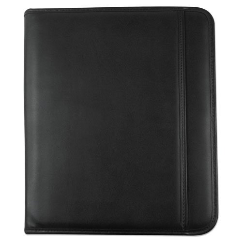 Leather Textured Zippered PadFolio with Tablet Pocket, 10 3/4 x 13 1/8, Black. Picture 2