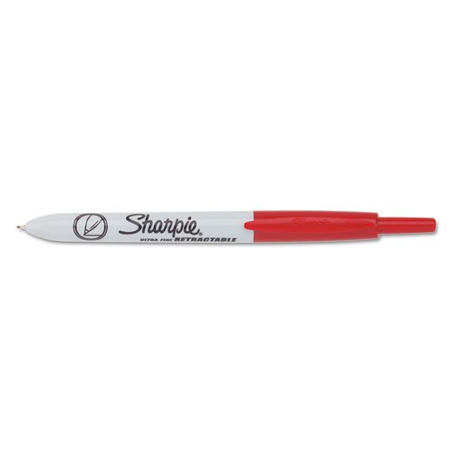 Retractable Permanent Marker, Extra-Fine Needle Tip, Red. Picture 2