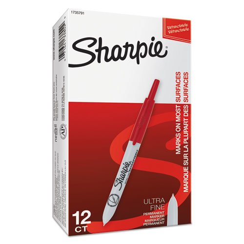 Retractable Permanent Marker, Extra-Fine Needle Tip, Red. Picture 3