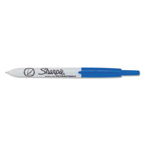 Retractable Permanent Marker, Extra-Fine Needle Tip, Blue. Picture 3