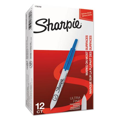 Retractable Permanent Marker, Extra-Fine Needle Tip, Blue. Picture 4