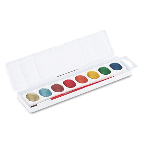 Metallic Washable Watercolors, 8 Assorted Metallic Colors, Palette Tray. Picture 1