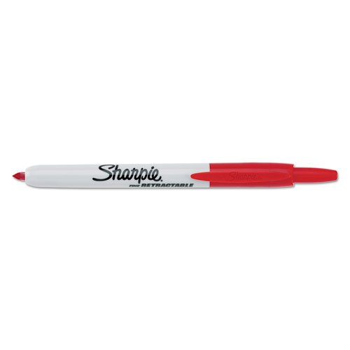 Retractable Permanent Marker, Fine Bullet Tip, Red. Picture 2