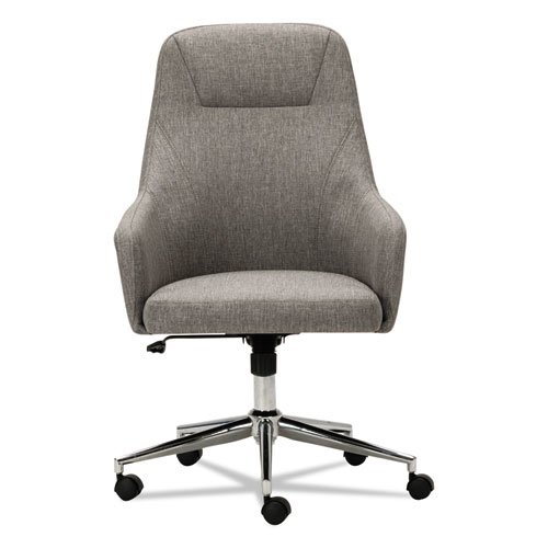 Alera Captain Series High-Back Chair, Supports Up to 275 lb, 17.1" to 20.1" Seat Height, Gray Tweed Seat/Back, Chrome Base. Picture 2