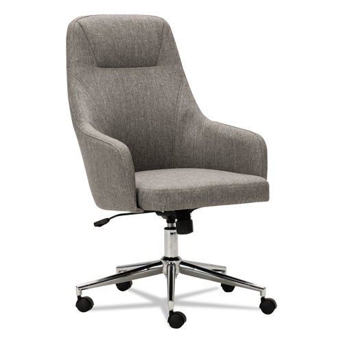 Alera Captain Series High-Back Chair, Supports Up to 275 lb, 17.1" to 20.1" Seat Height, Gray Tweed Seat/Back, Chrome Base. Picture 1