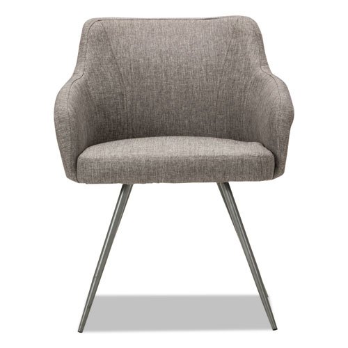 Alera Captain Series Guest Chair, 23.8" x 24.6" x 30.1", Gray Tweed Seat, Gray Tweed Back, Chrome Base. Picture 2