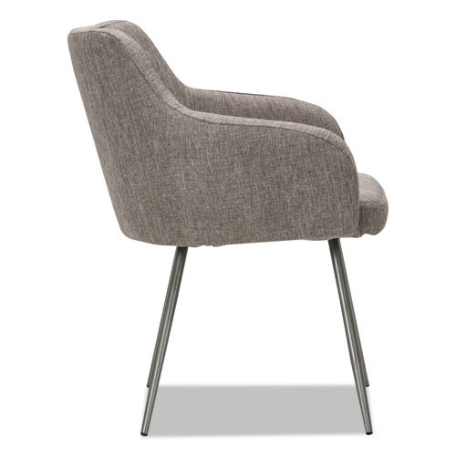 Alera Captain Series Guest Chair, 23.8" x 24.6" x 30.1", Gray Tweed Seat, Gray Tweed Back, Chrome Base. Picture 3