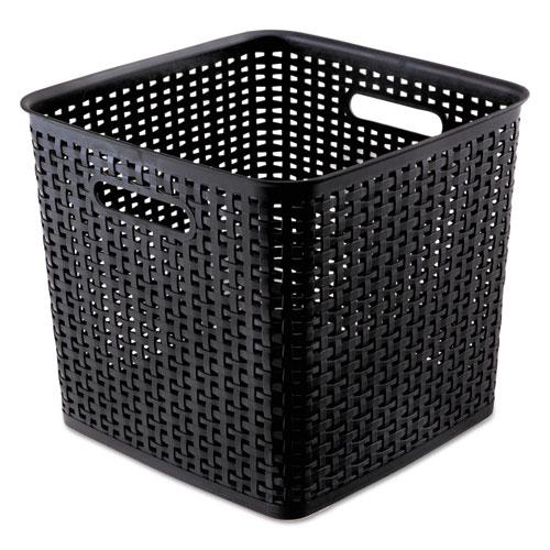 Plastic Weave Bin, Extra Large, 12.5" x 12.5" x 11.13", Black, 2/Pack. Picture 2