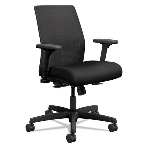 Ignition 2.0 4-Way Stretch Low-Back Mesh Task Chair, Supports Up to 300 lb, 16.75" to 21.25" Seat Height, Black. Picture 1