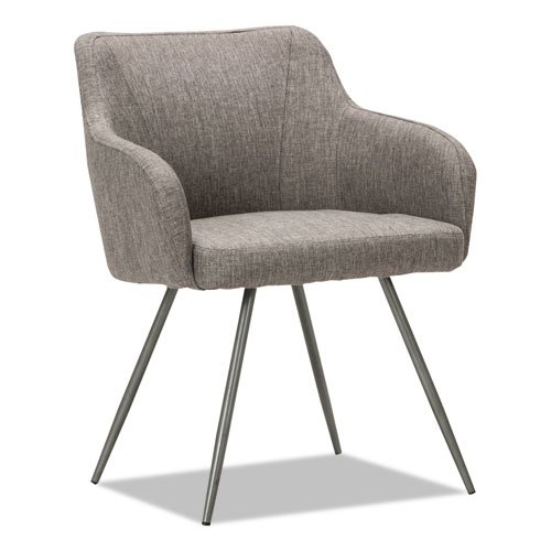 Alera Captain Series Guest Chair, 23.8" x 24.6" x 30.1", Gray Tweed Seat, Gray Tweed Back, Chrome Base. Picture 1
