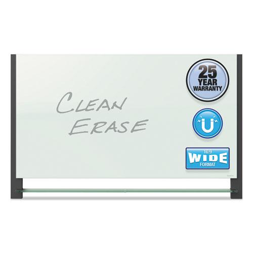 Evoque Magnetic Glass Marker Board with Black Aluminum Frame, 74 x 42, White. Picture 4