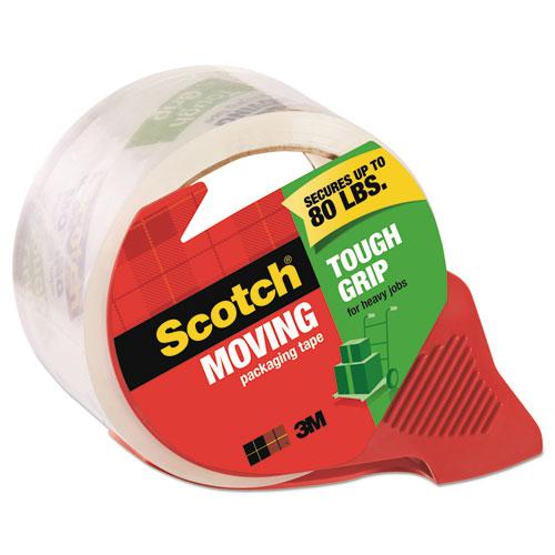 Tough Grip Moving Packaging Tape with Dispenser, 3" Core, 1.88" x 54.6 yds, Clear. Picture 1