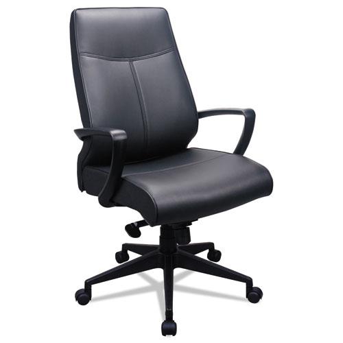 300 Leather High-Back Chair, Supports Up to 250 lb, 19.57" to 22.56" Seat Height, Black. The main picture.