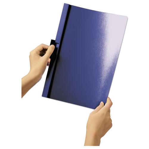 Vinyl DuraClip Report Cover, Letter, Holds 30 Pages, Clear/Dark Blue, 25/Box. Picture 2