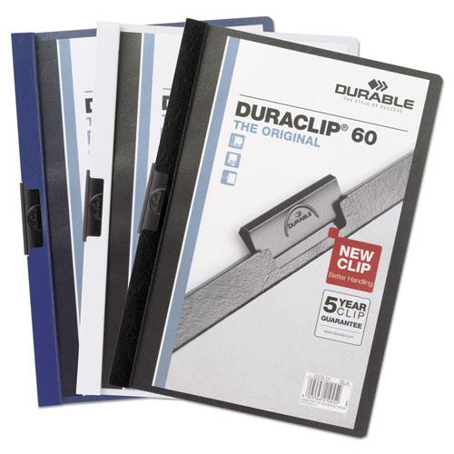 Vinyl DuraClip Report Cover w/Clip, Letter, Holds 60 Pages, Clear/Navy, 25/Box. Picture 7