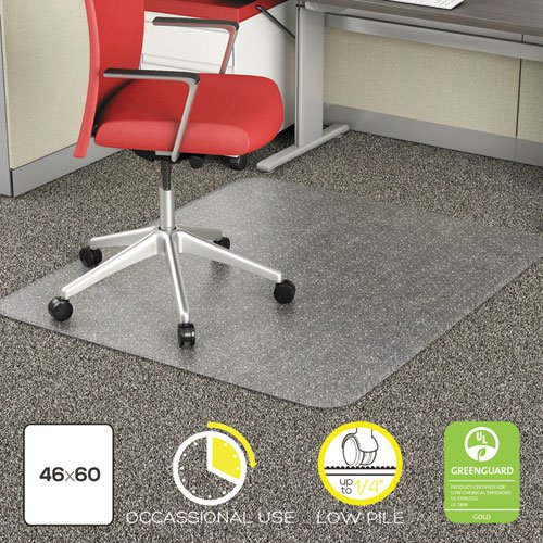 Occasional Use Studded Chair Mat for Flat Pile Carpet, 46 x 60, Rectangular, Clear. Picture 2