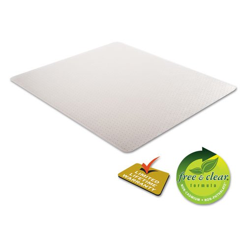 Occasional Use Studded Chair Mat for Flat Pile Carpet, 46 x 60, Rectangular, Clear. Picture 6