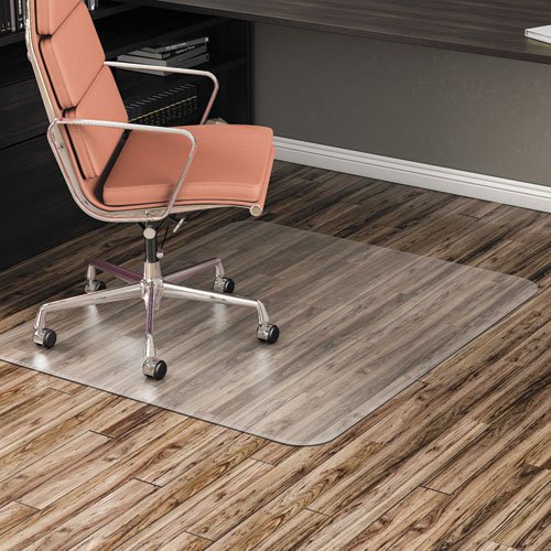 All Day Use Non-Studded Chair Mat for Hard Floors, 46 x 60, Rectangular, Clear. Picture 1
