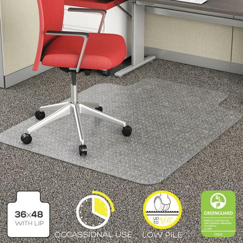 EconoMat Occasional Use Chair Mat, Low Pile Carpet, Roll, 36 x 48, Lipped, Clear. Picture 1
