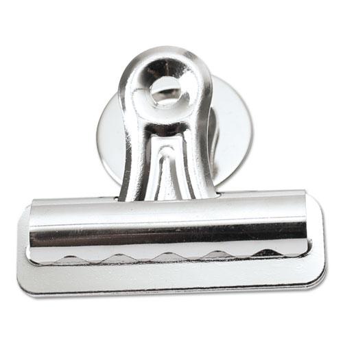 Bulldog Magnetic Clips, Medium, Nickel, 12/Pack. Picture 1