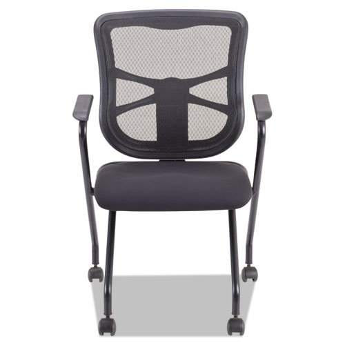 Alera Elusion Mesh Nesting Chairs with Padded Arms, Supports Up to 275 lb, 18.11" Seat Height, Black, 2/Carton. Picture 2