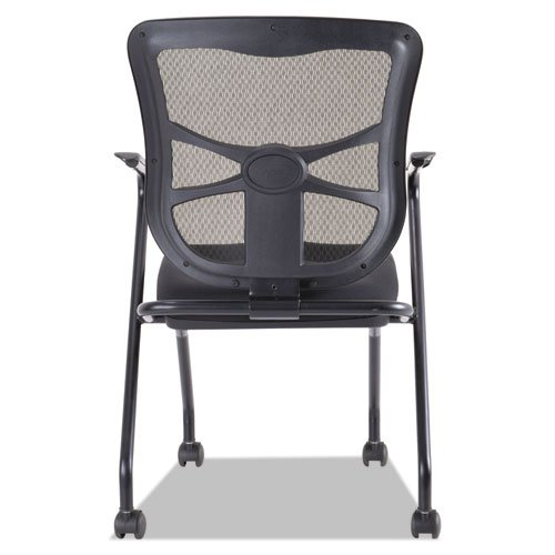 Alera Elusion Mesh Nesting Chairs with Padded Arms, Supports Up to 275 lb, 18.11" Seat Height, Black, 2/Carton. Picture 4