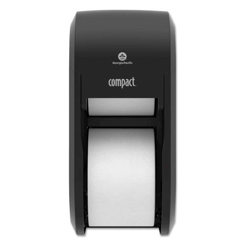 Compact Vertical 2-Roll Coreless Tissue Dispenser, 14.06 x 6.69 x 8.19, Black. Picture 1