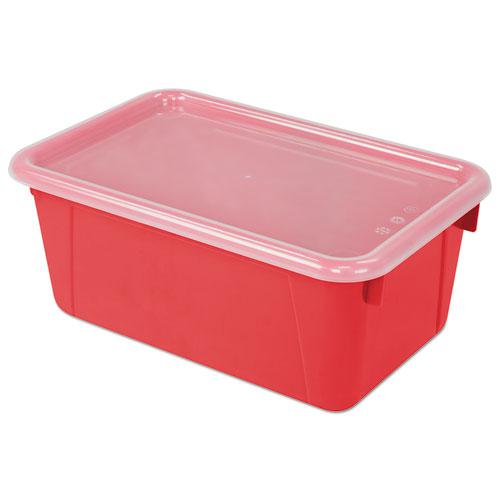 Cubby Bins, Lids Included, 12.25" x 7.75" x 5.13", Red, 6/Pack. Picture 1