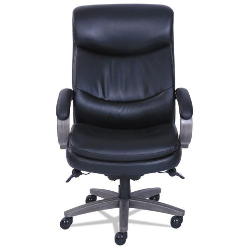 Woodbury Big/Tall Executive Chair, Supports Up to 400 lb, 20.25" to 23.25" Seat Height, Black Seat/Back, Weathered Gray Base. Picture 2